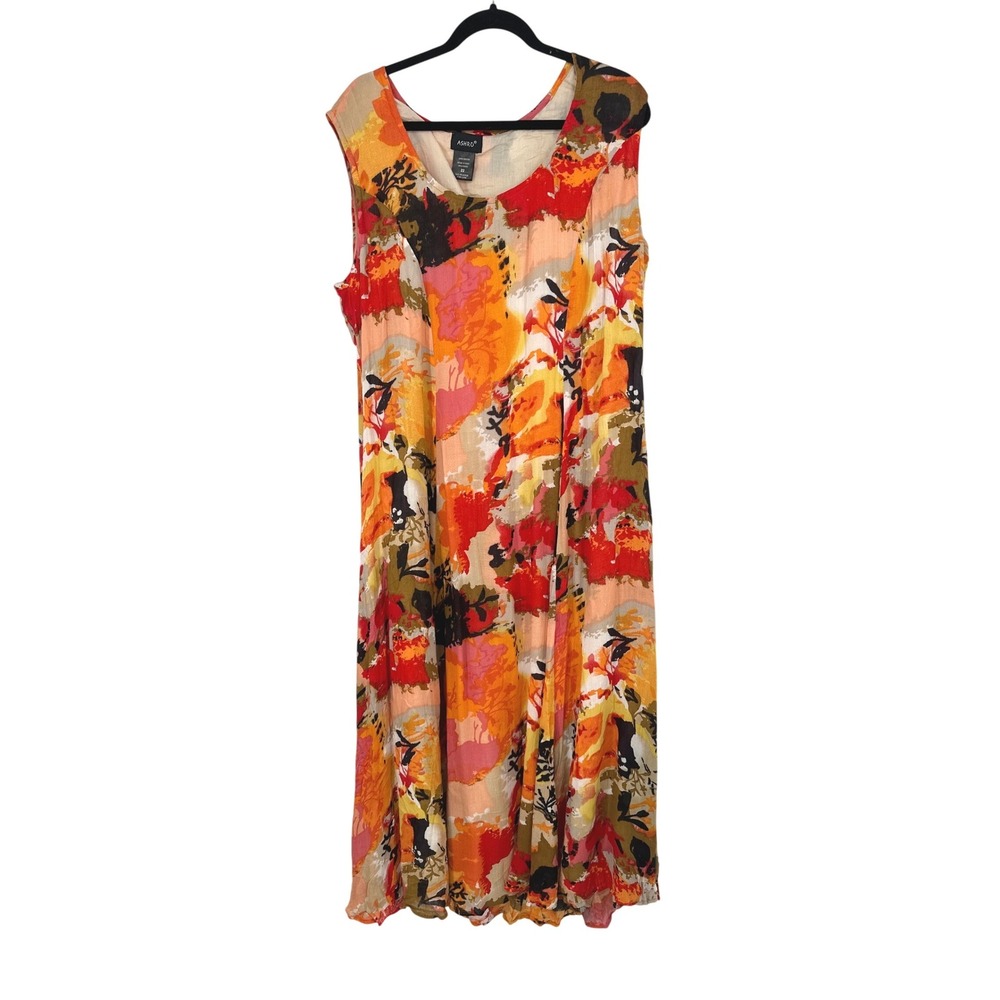 Ashro Maxi Dress  22 Bold Floral Sleeveless Abstract Boho Artsy Casual Colorful